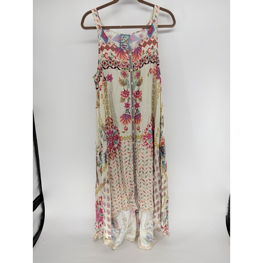 Johnny Was High-Low Button Tank Dress Size L Floral Boho Whimsy Fairy Festival - Picture 2 of 10